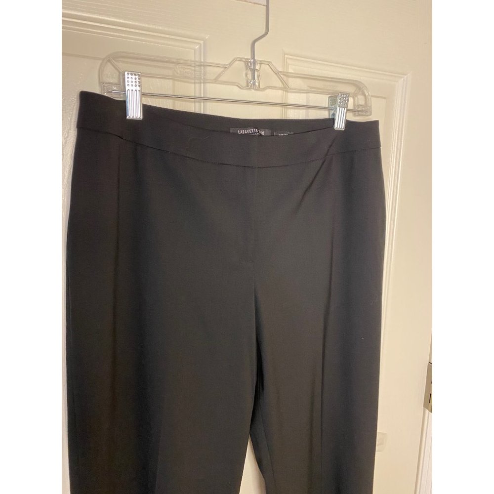 LAFAYETTE 148 Italian Stretch Wool Barrow Pant In Black Size 10 - Picture 2 of 11